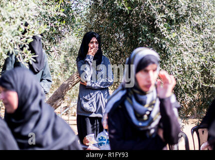 Gaza, Palestine. 12th Nov 2018. Relatives of Palestinian Mostafa Hassan Abu Odeh, who was killed in an Israeli air strike, mourn during his funeral, in Khan Younis. Credit: SOPA Images Limited/Alamy Live News Stock Photo