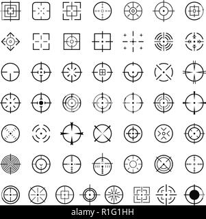 Aim target icons set. Simple illustration of 50 aim target vector icons for web Stock Vector