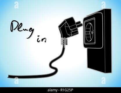 Electricity plug and socket. Simple vector draw. Stock Vector