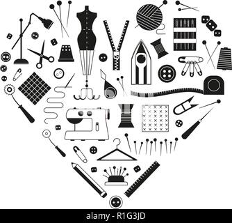 Sewing Equipment and Tailor Needlework Accessories Stock Vector