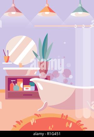 Bathroom interior in a flat style. Vector illustration. Stock Vector