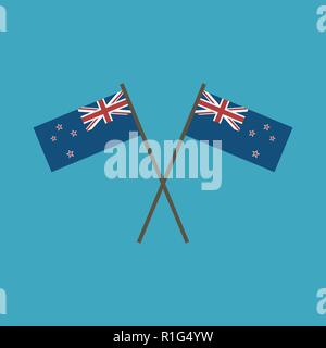 New Zealand flag icon in flat design. Independence day or National day holiday concept. Stock Vector