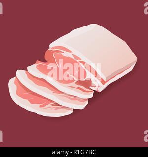 Raw pork steak vector meat icon on white Stock Vector