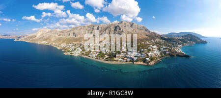 Panorama of Kalymnos island, Greece, from bird's eye view Stock Photo