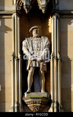 statue of henry Vlll outside king's college, cambridge university, england Stock Photo