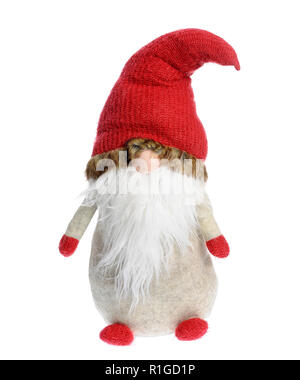 Cute Little Elf Santa Claus Gifts Red Background Stock Photo by ©serezniy  519078730