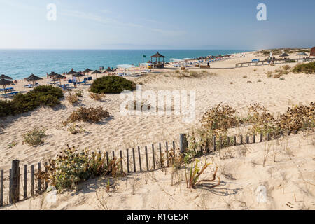 Praia da Comporta in afternoon sun, Comporta, Troia peninsula, Setubal district, Lisbon region, Portugal, Europe Stock Photo