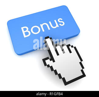 pushing bonus button key concept 3d illustration Stock Photo