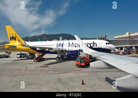 Monarch aircraft. Malaga, Andalucia, Spain, Europe Stock Photo