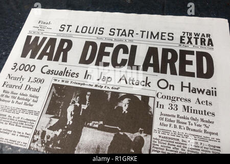 December 7, 1941 Newspaper Headline, War! Oahu Bombed By Japanese Stock ...