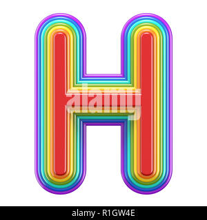 Concentric rainbow font letter H 3D rendering illustration isolated on white background Stock Photo