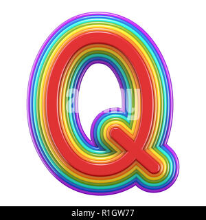 Concentric rainbow font letter Q 3D rendering illustration isolated on white background Stock Photo