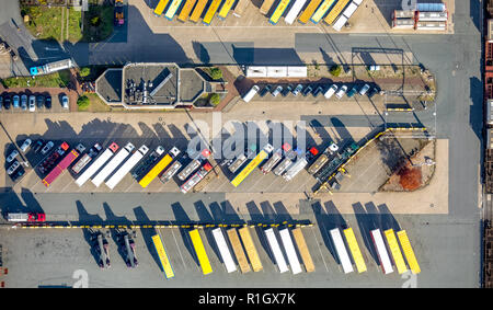 Aerial View, Duisport, Duisburg harbor, logistics, transport, container, container loading, trading center, inland waterways, Kasslerfeld, Duisburg, R Stock Photo