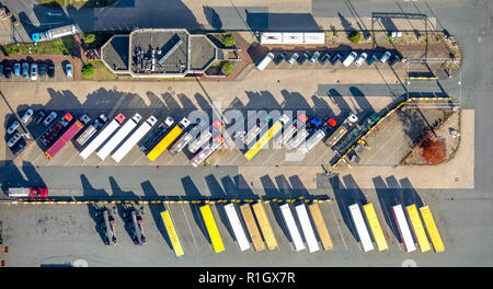 Aerial View, Duisport, Duisburg harbor, logistics, transport, container, container loading, trading center, inland waterways, Kasslerfeld, Duisburg, R Stock Photo