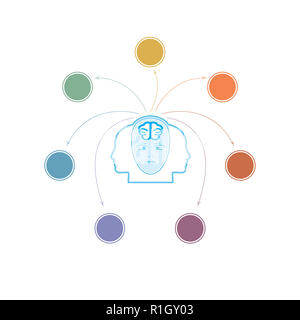 Brain storm infographics concept for 7 options. Stock Photo