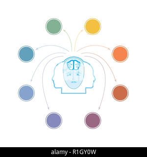 Brain storm infographics concept for 8 options. Stock Photo