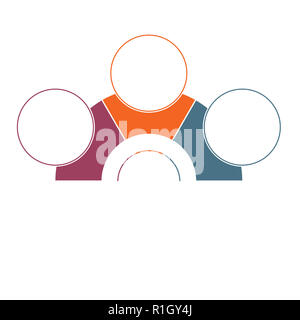 Colorful semicircle and circles for Infographics Conceptual Cyclic Processes 3 Positions. Stock Photo