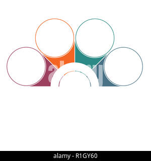 Colorful semicircle and circles for Infographics Conceptual Cyclic Processes 4 Positions. Stock Photo