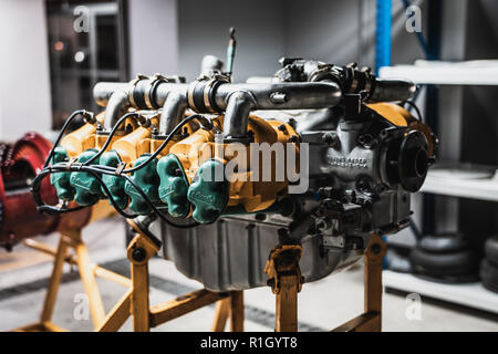 Samut Prakan, Thailand - November, 2018: Old Continental engine for aircraft displayed in aircraft maintenance classroom for educational use Stock Photo