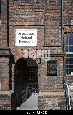 The outside doorway of the 17th Century former Grammar School, Rye, East Sussex. Stock Photo