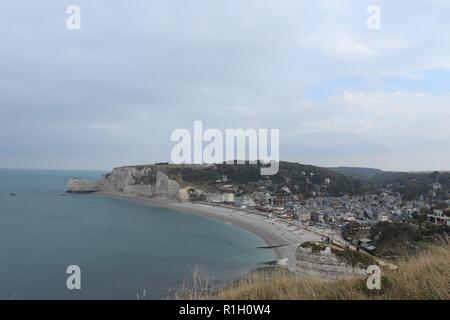 Etretat Cliffs by the ocean in Normandy France Stock Photo