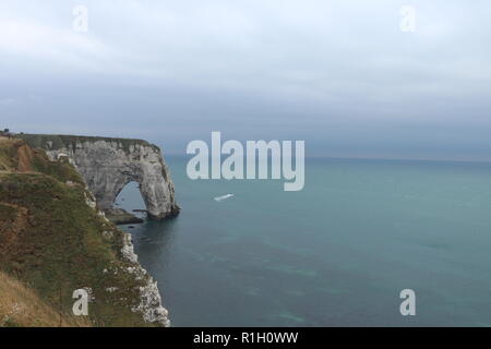 Etretat Cliffs by the ocean in Normandy France