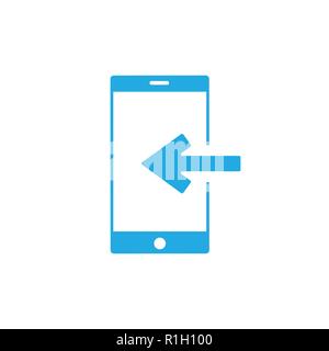 Smartphone icon with an arrow icon. File loading sign on the phone. Vector illustration Stock Vector