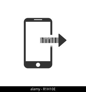 Smartphone icon with an arrow icon. File loading sign on the phone ...
