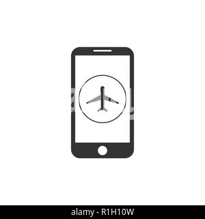 Airplane mode of smartphone. Vibration. Plane icon. Vector illustration Stock Vector