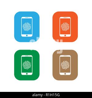 Smartphone password icon. Fingerprint icon set. Vector illustration Stock Vector