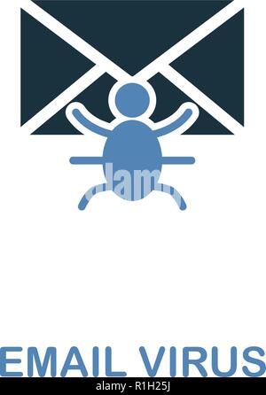 Email Virus icon in two colors. Premium design from internet security icons collection. Pixel perfect simple pictogram email virus icon for web design and printing Stock Vector