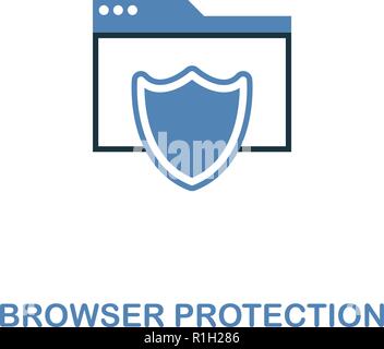 Browser Protection icon in two colors. Premium design from internet security icons collection. Pixel perfect simple pictogram browser protection icon for web design and printing Stock Vector