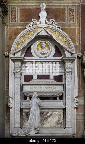 Funeral monument to Italian composer Gioachino Rossini designed by Italian sculptor Giuseppe Cassioli (1900-1902) in the Basilica di Santa Croce (Basilica of the Holy Cross) in Florence, Tuscany, Italy. Stock Photo