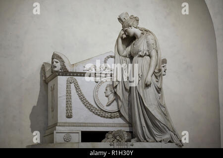 Funeral monument to Italian dramatist and poet Vittorio Alfieri designed by Italian Neoclassical sculptor Antonio Canova (1806-1810) in the Basilica di Santa Croce (Basilica of the Holy Cross) in Florence, Tuscany, Italy. Stock Photo