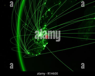 eSwatini from space on green model of Earth with international networks. Concept of green communication or travel. 3D illustration. Elements of this i Stock Photo