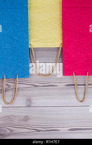 Three colorful shopping bags. Stock Photo