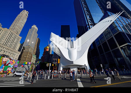 Oculus, subway station, World Trade Center Transportation Hub, architect Santiago Calatrava, Ground Zero, Manhattan, New York Stock Photo