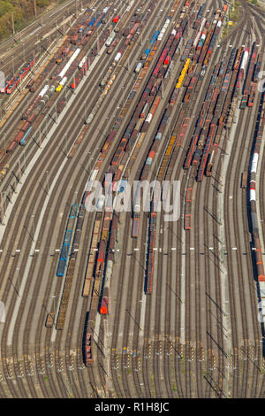 Marshalling yard Hagen-Vorhalle, tracks with freight wagons, Hagen, Ruhr area, North Rhine-Westphalia, Germany Stock Photo