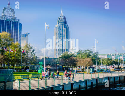 People walk at Cooper Riverside Park, November 27, 2015, in Mobile, Alabama. Stock Photo