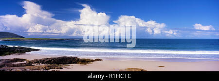 Panoramic coastal view of the Isle of Barra in the Hebrides, Scotland. Stock Photo