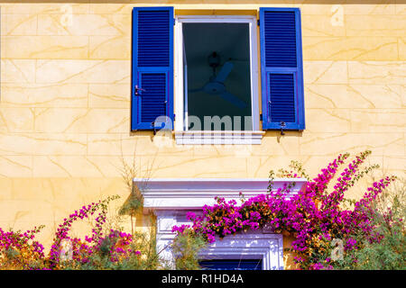 Colorful house close up in Monterosso Al Mare Italy Stock Photo