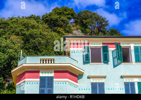 Colorful house close up in Monterosso Al Mare Italy Stock Photo
