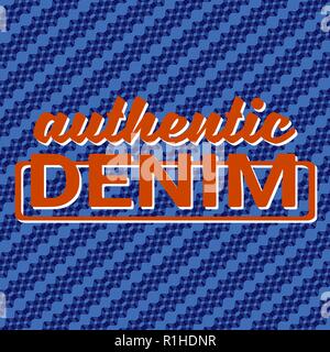 Authentic Denim typography on geometric modern denim pattern vector background texture Stock Vector