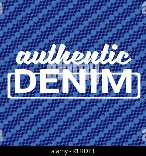 Authentic Denim typography on geometric modern denim pattern vector background texture Stock Vector