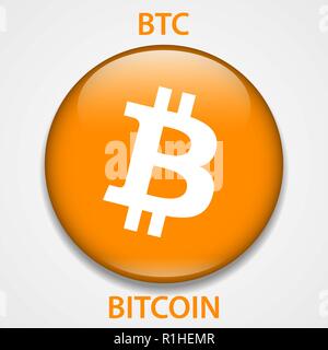 Bitcoin cryptocurrency blockchain icon. Virtual electronic, internet money or cryptocoin symbol, logo Stock Vector
