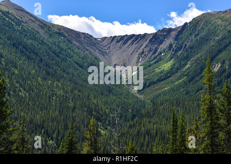 peaks, valleys, meadows  and other scenery in the Rocky mountains of Canada Stock Photo
