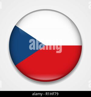 Flag of Czech Republic. Round glossy badge Stock Vector