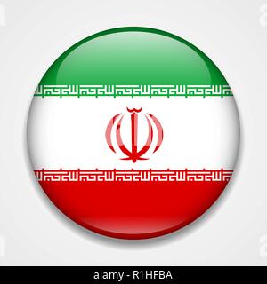 Flag of Iran. Round glossy badge Stock Vector