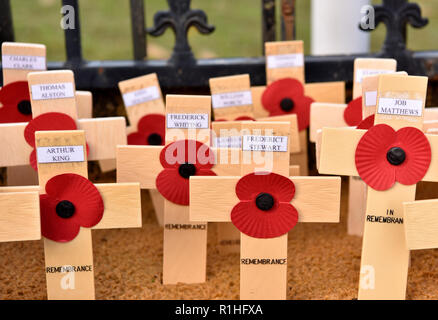 Remembrance Sunday, War Memorial, Bordon, Hampshire, UK. 11.11.2018. Stock Photo