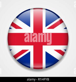 Great Britain, United Kingdom, England flag. Round glossy badge Stock Vector
